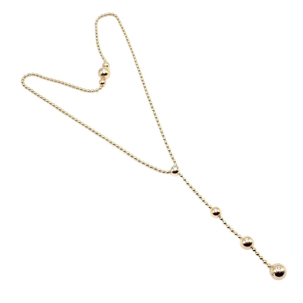 Authentic! Cartier Draperie de Decollate 18k Yellow Gold Diamond Necklace